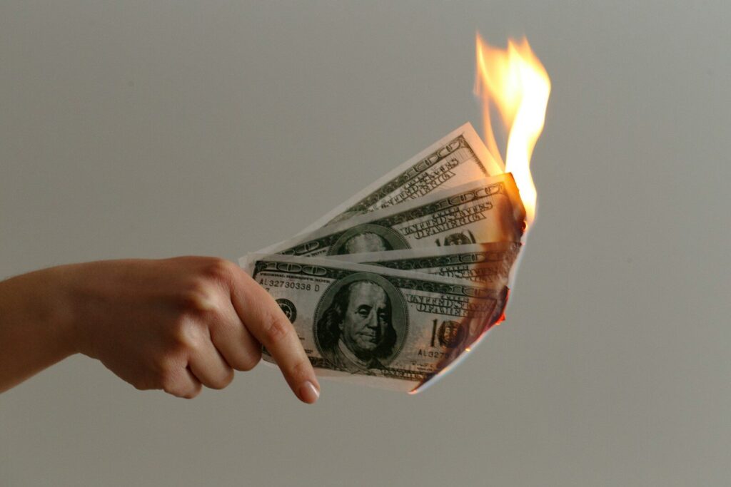 burned 100 US dollar banknotes, Placer son argent pour les nuls